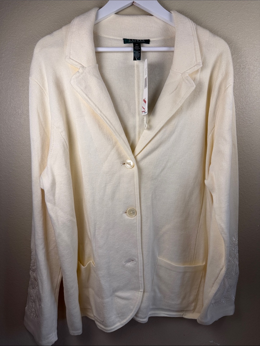 Lauren Ralph Lauren Ivory Knit Blazer Jacket